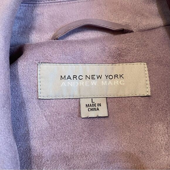 Marc New York Faux Suede Moto Jacket Ash Purple Andrew Marc Sz L - Picture 12 of 16
